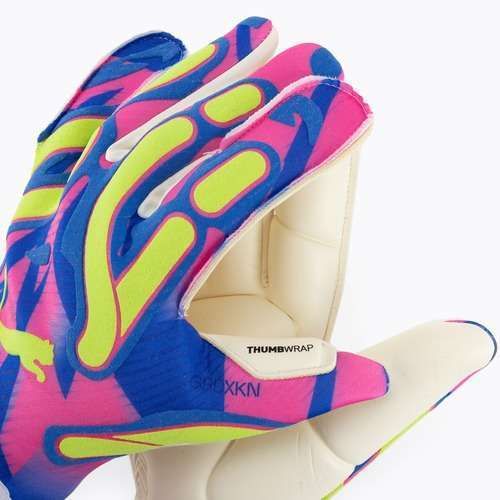 PUMA Ultra Ultimate Energy Hybrid Torwarthandschuh Ultra Blau/Gelb Alert/Leuchtend Pink