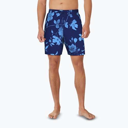 Herren Nike Fine Floral 7" Volley Badeshorts midnight navy