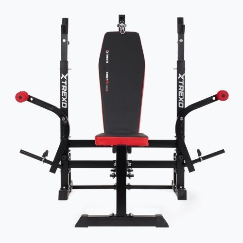 XTREXO BenchFit Max Trainingsbank mit Ständer und Gebetsstange schwarz