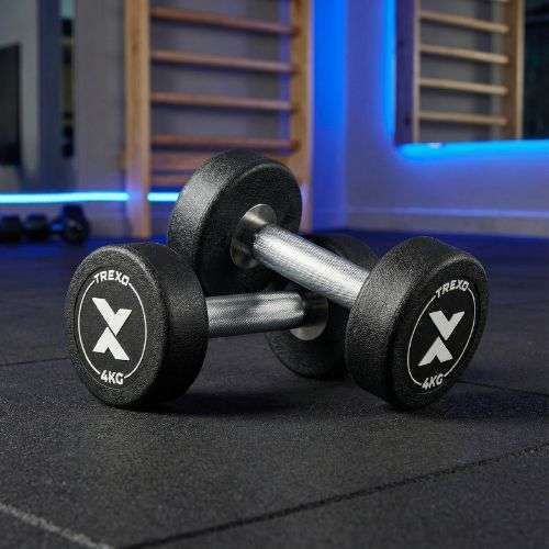 Gummierte Gusseisenhantel XTREXO Pro 4 kg black