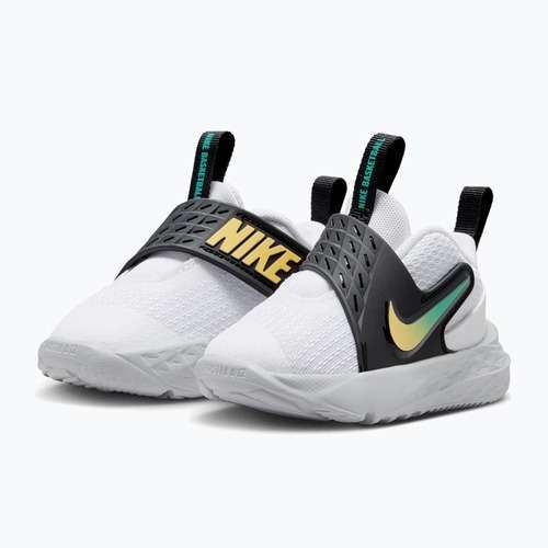 Kinderschuhe Nike Team Hustle D 12 white/black/clear emerald/topaz gold
