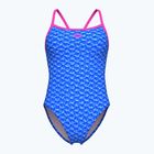 Einteiliger Damen-Badeanzug arena Monogram Challenge Rücken blau river multi/shocking pink