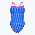 Einteiliger Damen-Badeanzug arena Monogram Challenge Rücken blau river multi/shocking pink