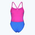 Einteiliger Damen-Badeanzug arena Monogram Challenge Rücken blau river multi/shocking pink 2