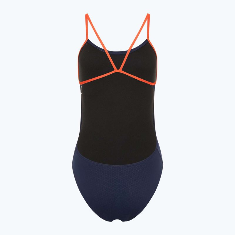 Einteiliger Damen-Badeanzug TYR Hexa Cutoutfit navy/orange 2