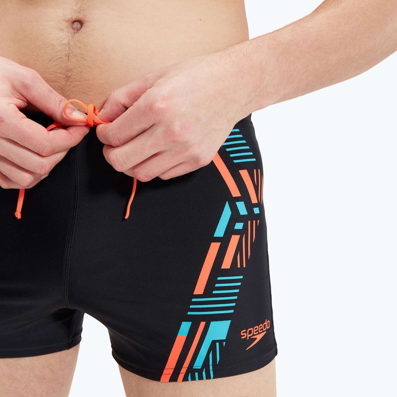 Herren Speedo Tech Print Badeshorts schwarz/orange 8