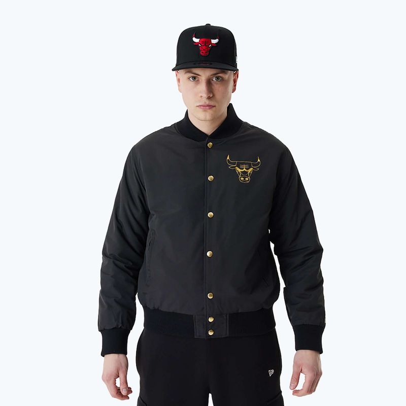 Herren New Era NBA Script BP Bomber Chicago Bulls Jacke schwarz