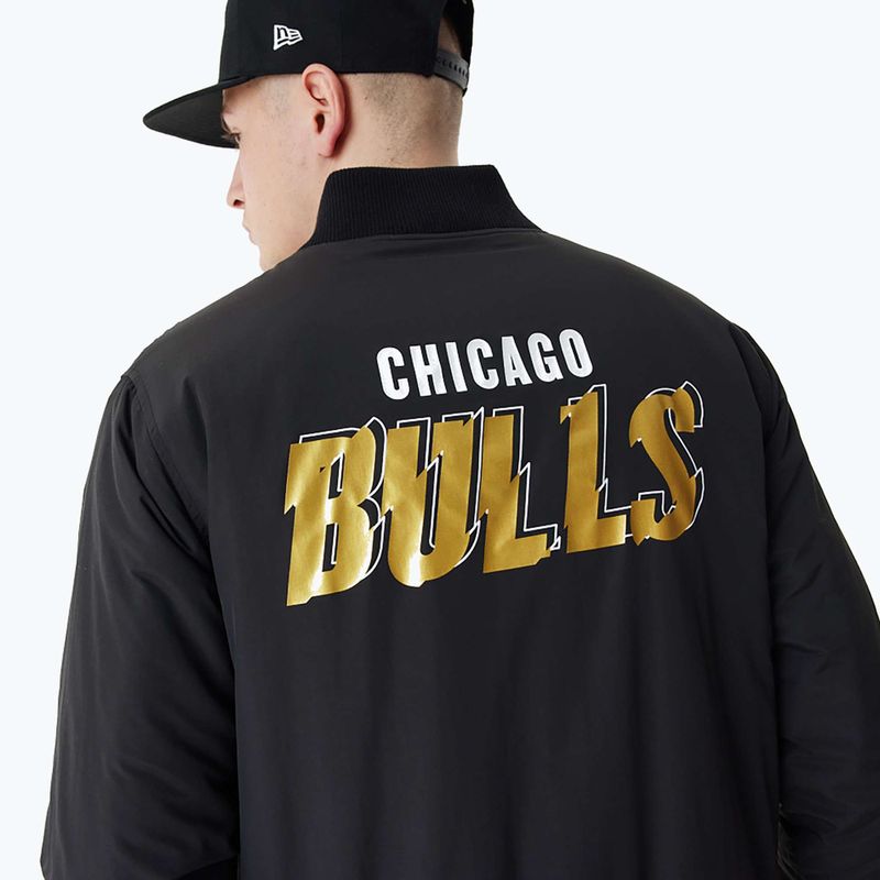 Herren New Era NBA Script BP Bomber Chicago Bulls Jacke schwarz 4