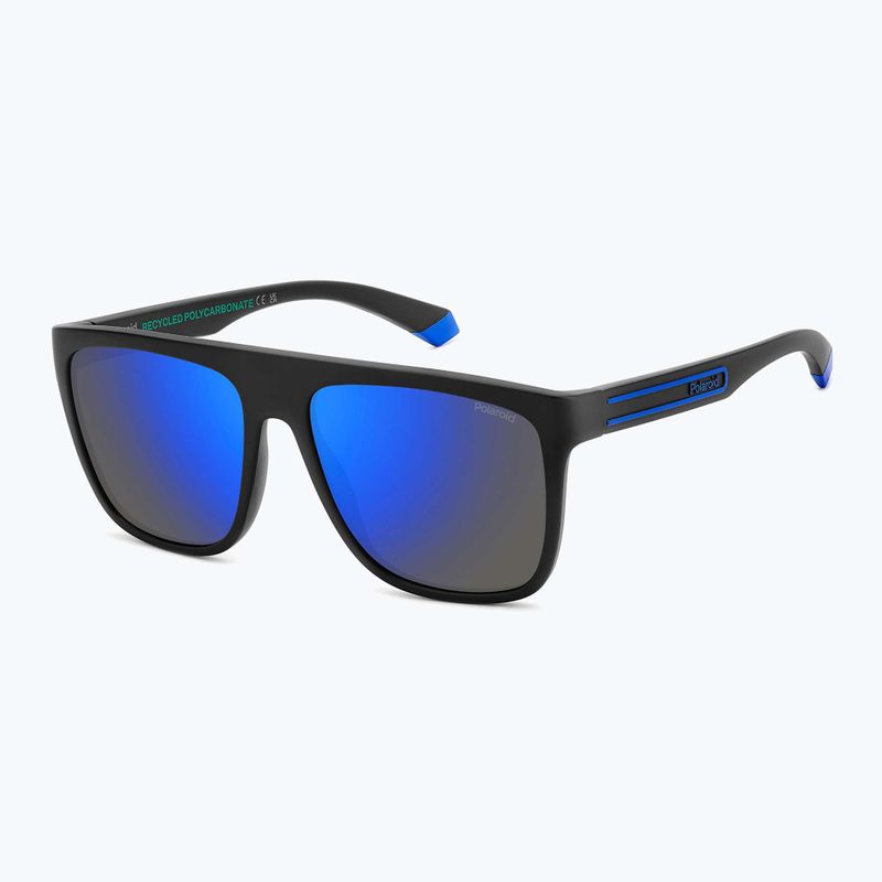 Polaroid PLD 2162/S mattschwarz blau/blau verspiegelt polarisierte Herren-Sonnenbrille 2