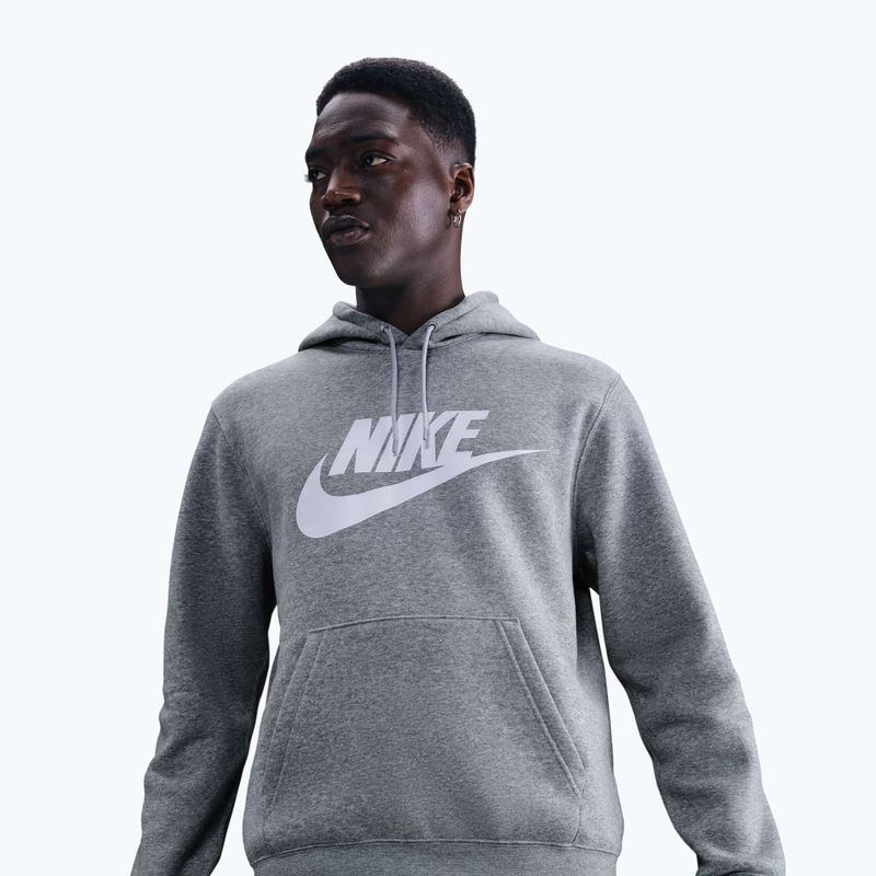 Herren Nike Club Pullover Hoodie dark grey heather/light smoke grey/white 4