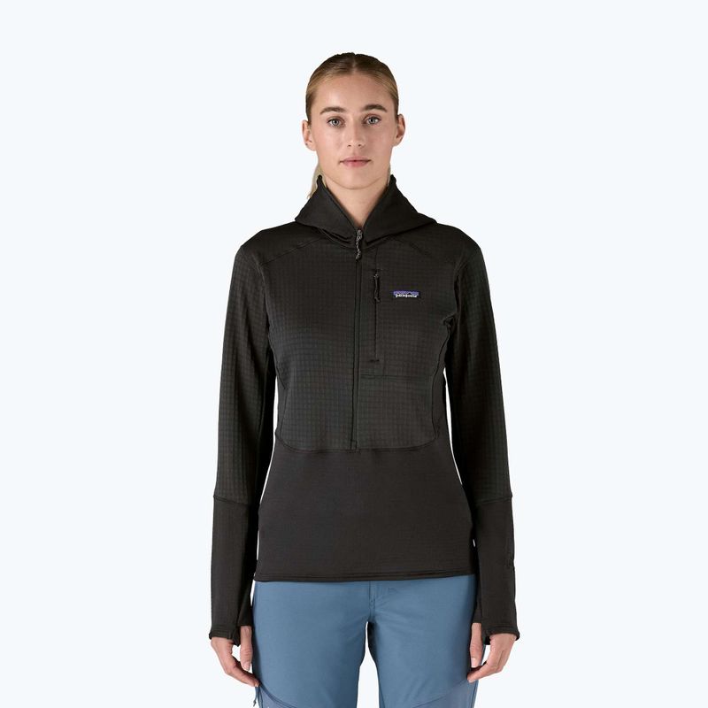 Damen Softshelljacke Patagonia R1 Hybrid Pullover Hoody schwarz