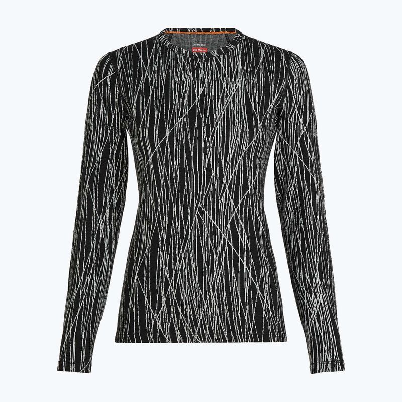 Damen Trekking-Longsleeve Icebreaker Merino 260 Tech Vertex Crewe Delta Lines AOP black/snow/j 7