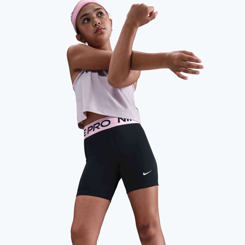 Nike Pro Dri-Fit 5" Kinder-Shorts schwarz/med soft pink/weiß 4