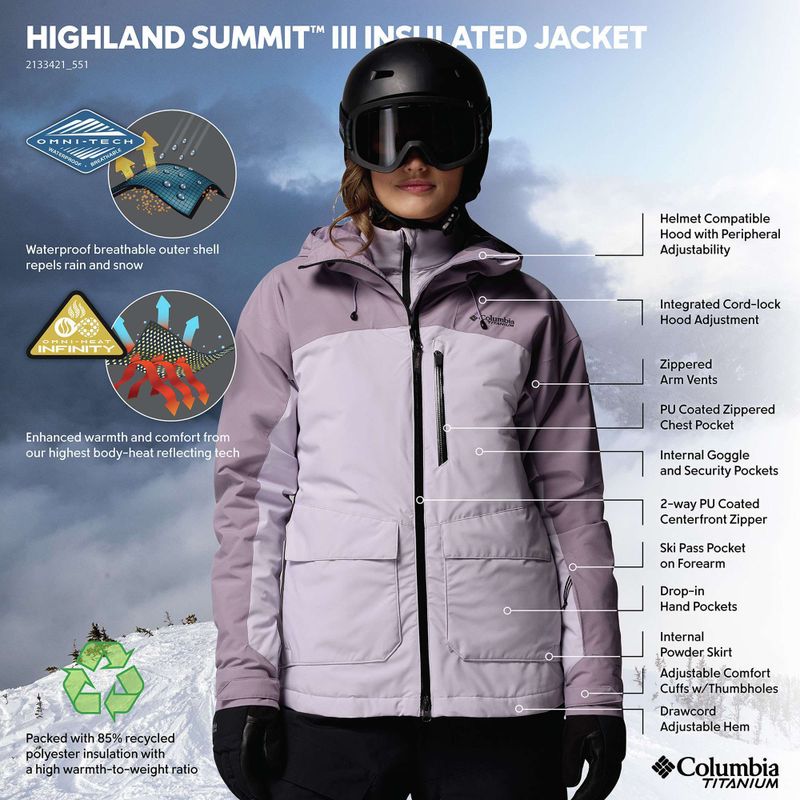 Damen-Skijacke Columbia Highland Summit III Insulated lavender pearl/shale purple 13