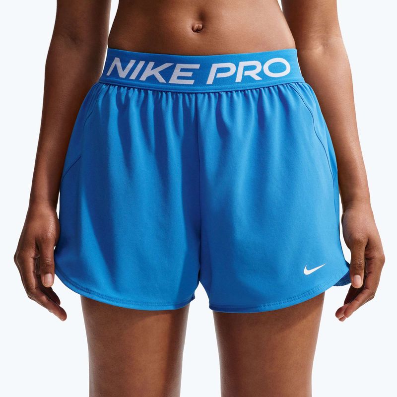 Damen Trainingsshorts Nike Pro 2in1 light photo blue/white 6