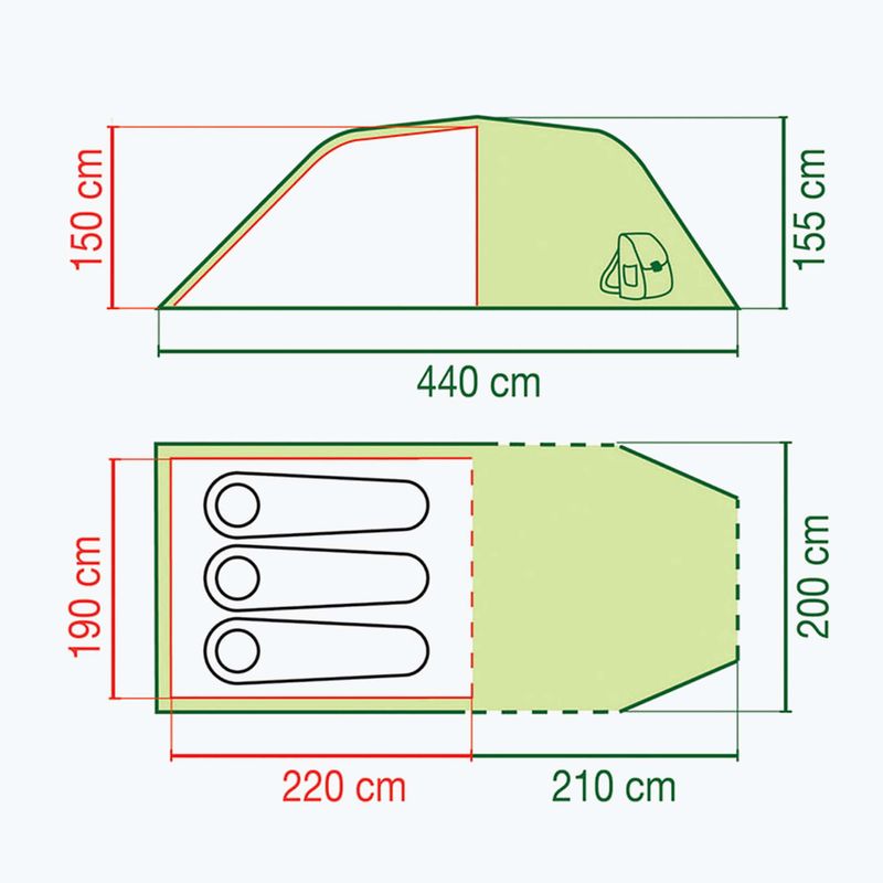 Coleman Coastline 3 Plus grün 3-Personen-Campingzelt 2000038886 2