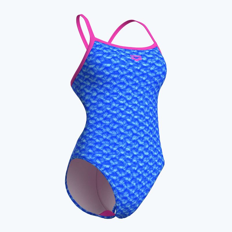 Einteiliger Damen-Badeanzug arena Monogram Challenge Rücken blau river multi/shocking pink 3