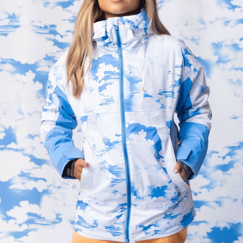 Damen Snowboardjacke ROXY Chloe Kim azurblau Wolken 9