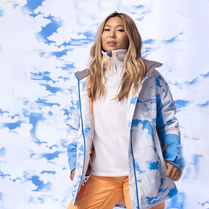 Damen Snowboardjacke ROXY Chloe Kim azurblau Wolken 13