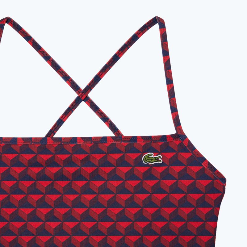 Lacoste Damen einteiliger Badeanzug MF7264 Penumbra / Alizarin / rot 2