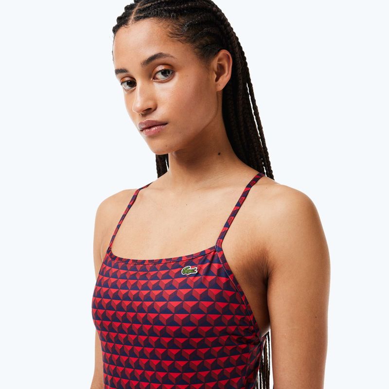Lacoste Damen einteiliger Badeanzug MF7264 Penumbra / Alizarin / rot 5