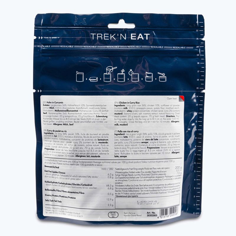 Gefriergetrocknete Lebensmittel Trek'n Eat Hähnchen in Currysauce mit Reis 2