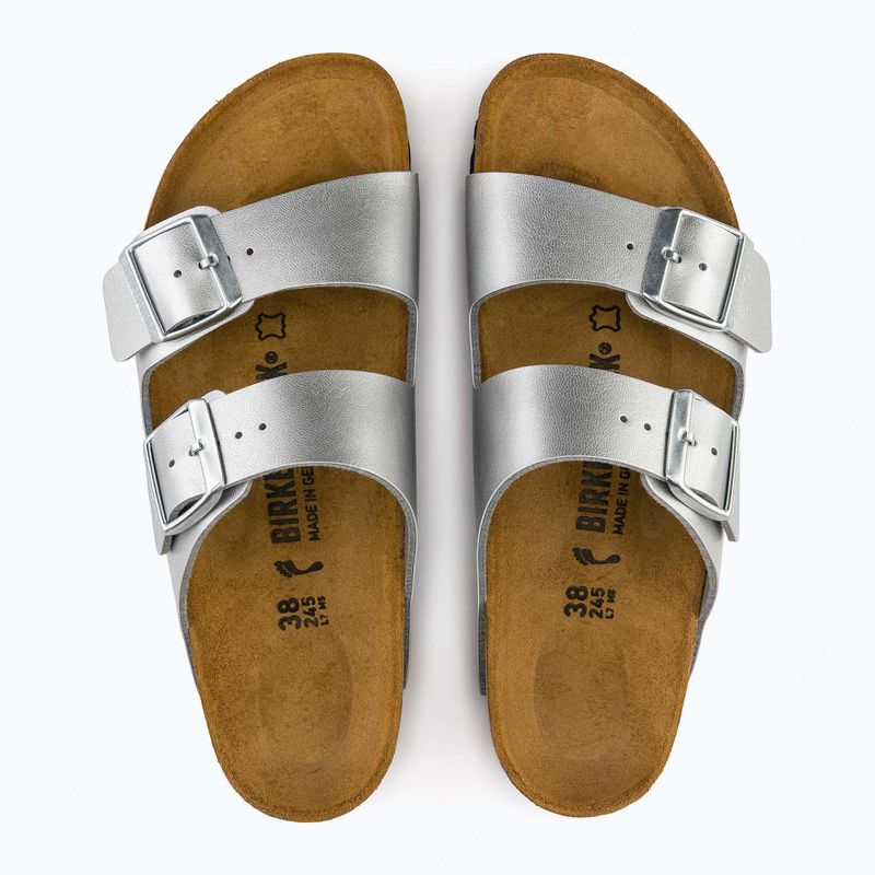 Slides Schlappen  Damen BIRKENSTOCK Arizona BF Narrow silver 8