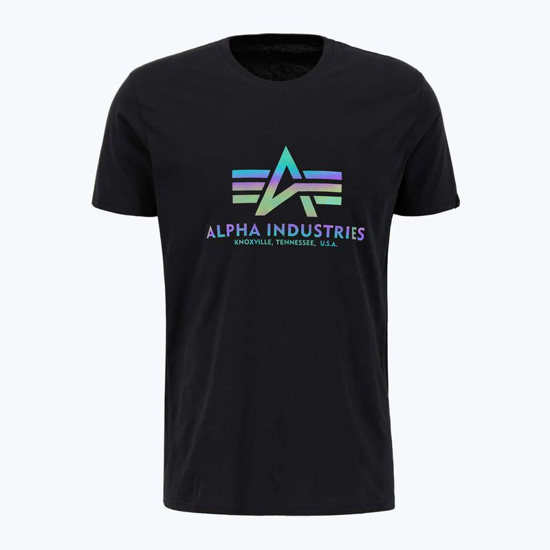 Alpha Industries Herren Basic Regenbogen Reflektierendes T-Shirt schwarz 4