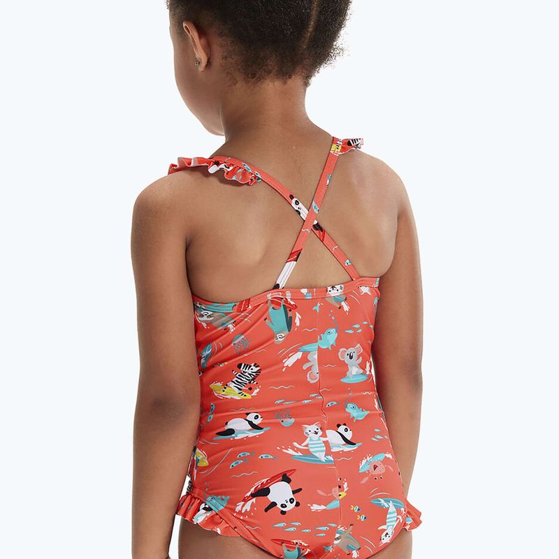 Speedo Digital Frill Thinstrap Kinder Badeanzug einteilig Orange 8-1288115155 5