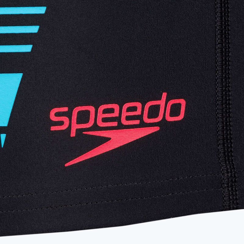 Herren Speedo Tech Print Badeshorts schwarz/orange 3