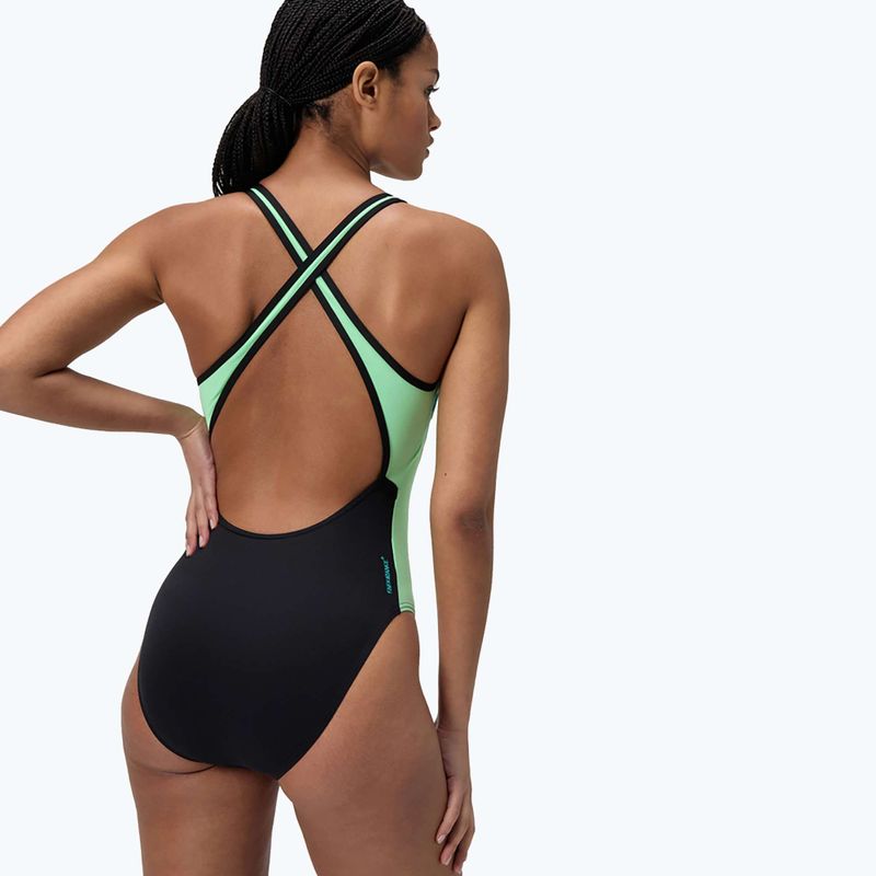 Damen-Einteiler Badeanzug Speedo High Neck Splice Cross Back turquoise gem 3