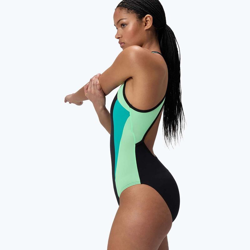 Damen-Einteiler Badeanzug Speedo High Neck Splice Cross Back turquoise gem 4
