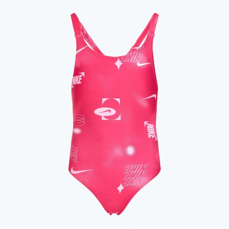 Einteiliger Kinder-Badeanzug Nike Hydrastrong Fastback rush pink