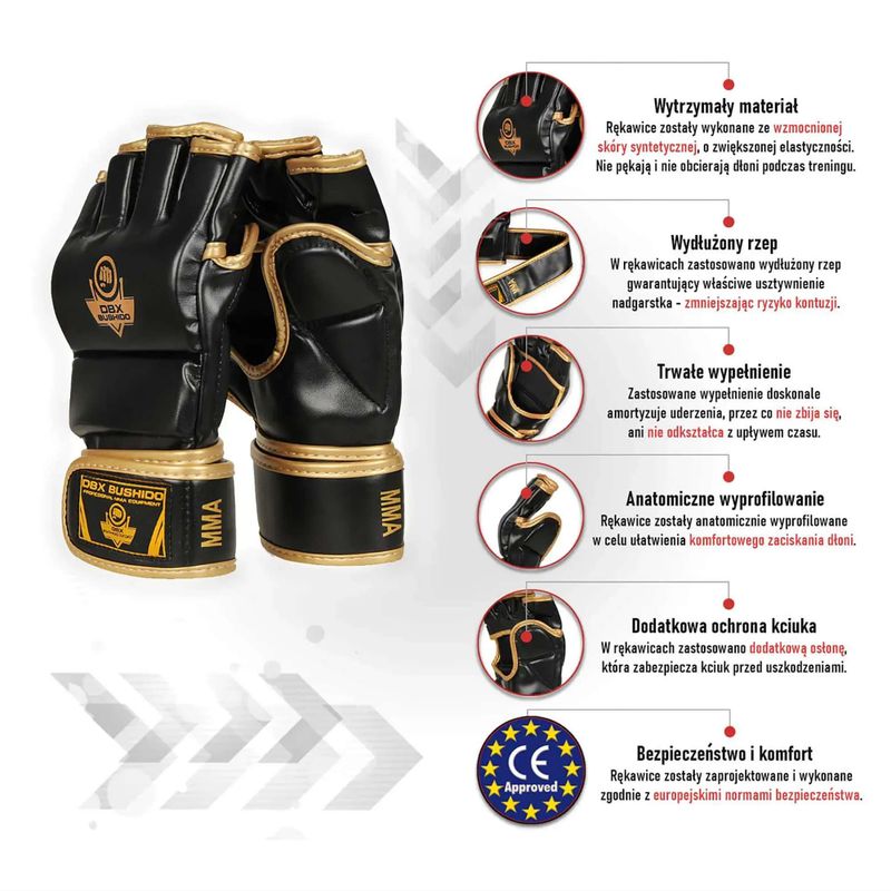 DBX BUSHIDO Grappling-Handschuhe schwarz E1V8 9