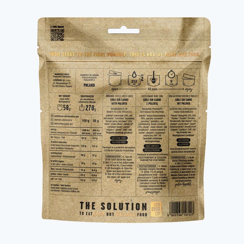 Gefriergetrocknete Lebensmittel LYOFOOD Eko Chili sin Carne 270 g 3
