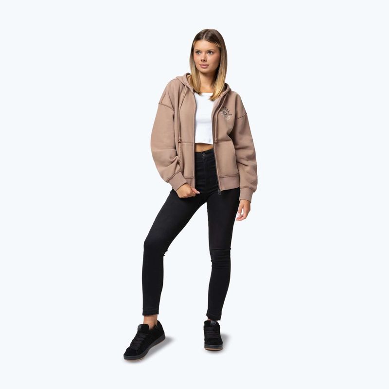 Damen-Hoodie Pitbull Skull Surf Hooded Zip chocolate mousse 2