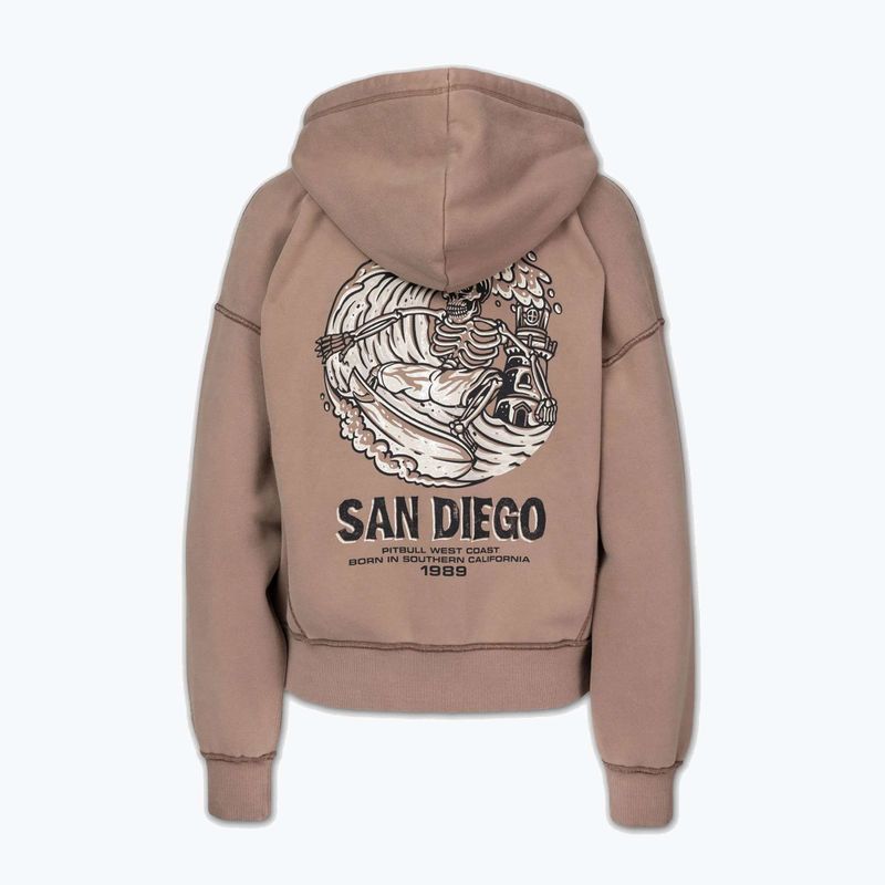 Damen-Hoodie Pitbull Skull Surf Hooded Zip chocolate mousse 8