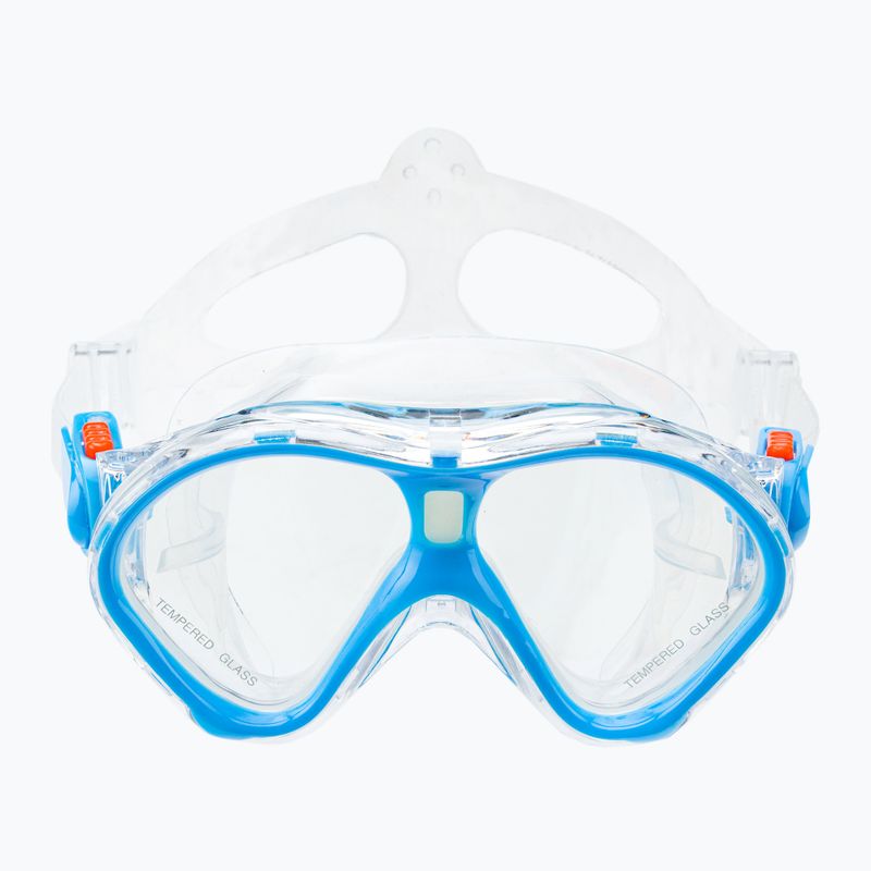 AQUASTIC Kinder-Schnorchelset Maske + Flossen + Schnorchel blau MSFK-01SN 12