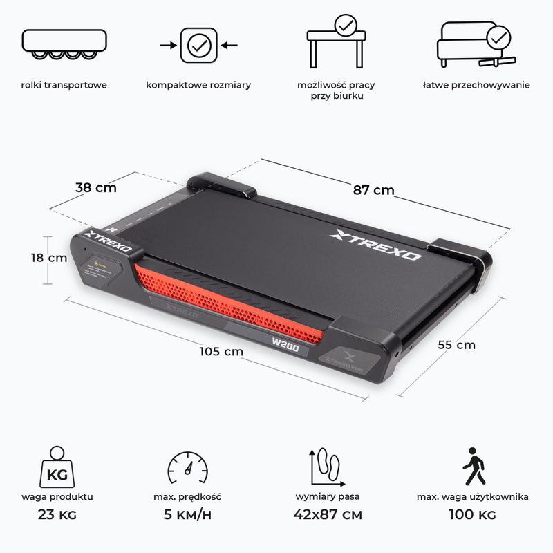 XTREXO Walking Pad W200 elektrisches Laufband schwarz 3