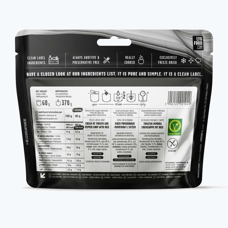 Gefriergetrocknete Lebensmittel LYOFOOD Cremige Tomatensuppe 370 g 2