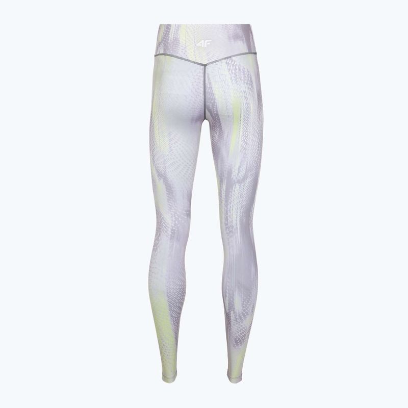 Damen-Trainingsleggings 4F Solar Punk FNK F454 light yellow allover 8