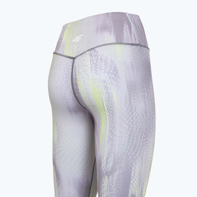 Damen-Trainingsleggings 4F Solar Punk FNK F454 light yellow allover 10