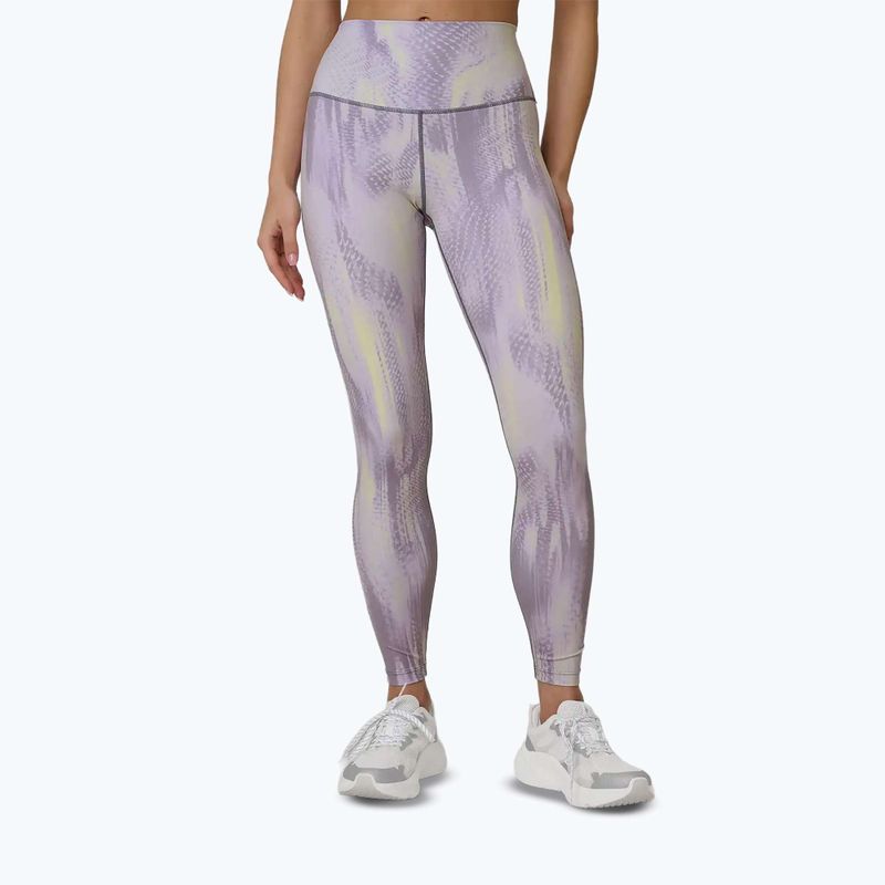 Damen-Trainingsleggings 4F Solar Punk FNK F454 light yellow allover