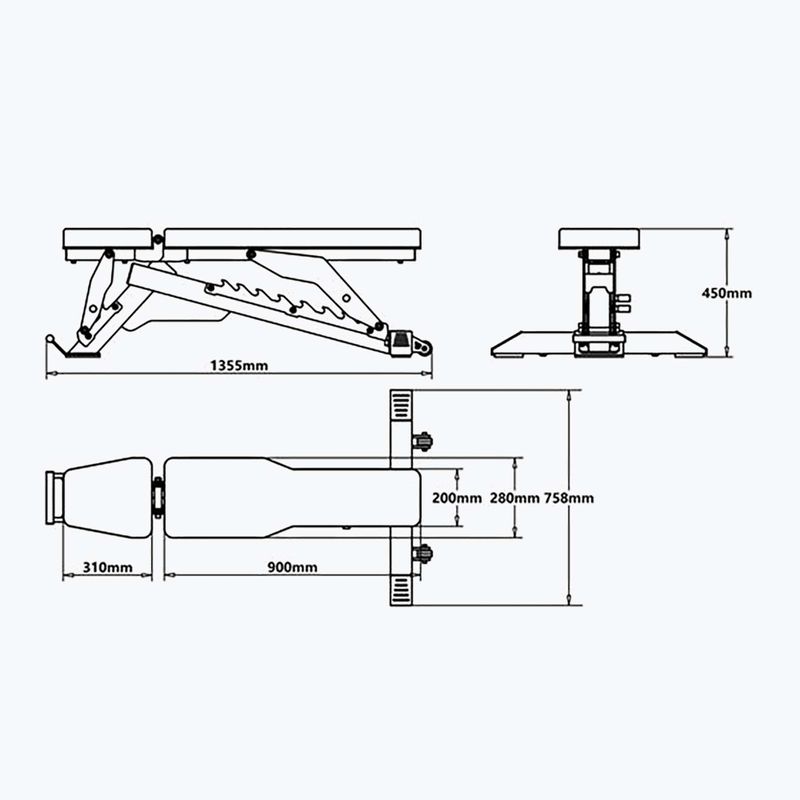 HMS verstellbare Trainingsbank L3150 schwarz 5