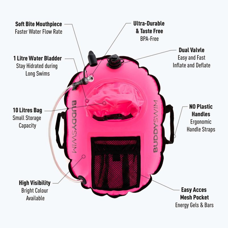 Sicherungsboje Buddyswim Hydrastation Pro 10 l pink 4