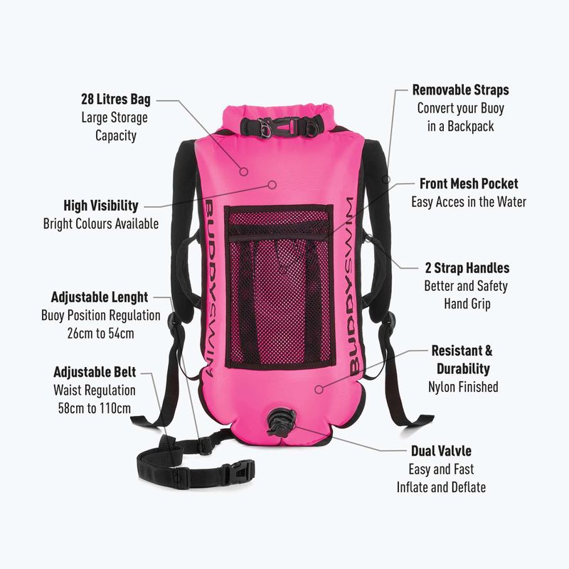 Rettungsboje BuddySwim Backpack 28 l pink 2