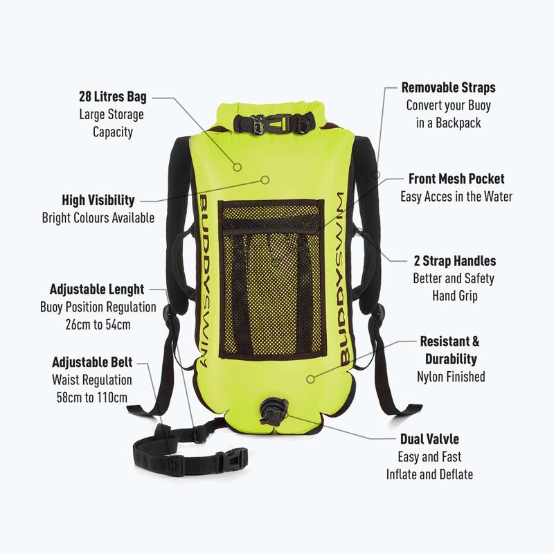Rettungsboje BuddySwim Backpack 28 l yellow 2