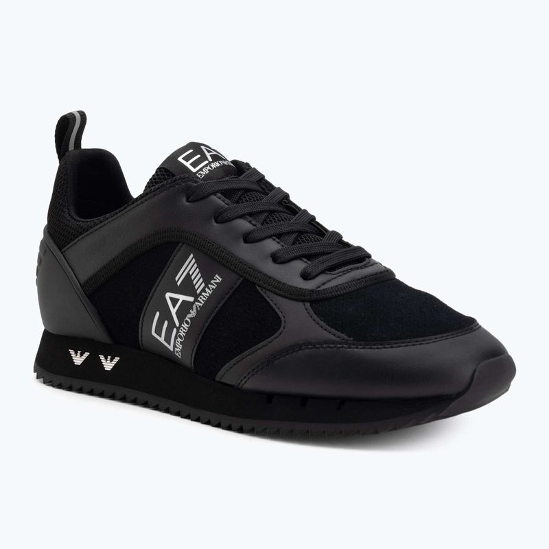 EA7 Emporio Armani Schwarz & Weiß Wildleder dreifach schwarz micropunch Schuhe