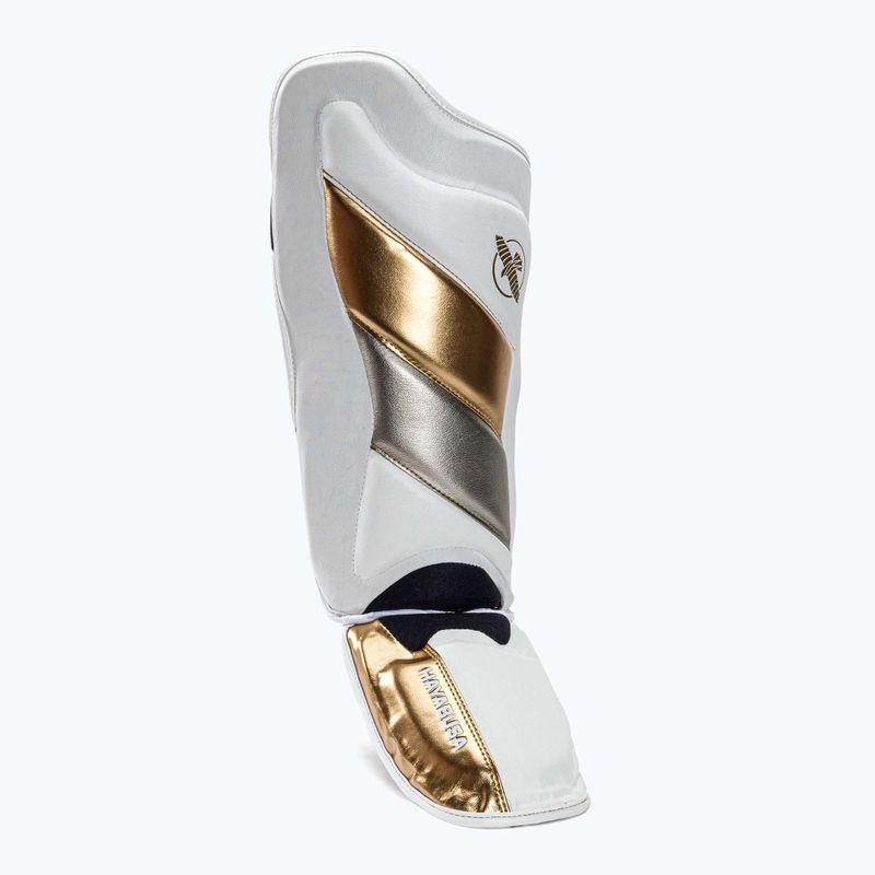 Hayabusa T3 Striking Schienbeinschoner weiß und gold T3SSG Schienbeinschützer 2