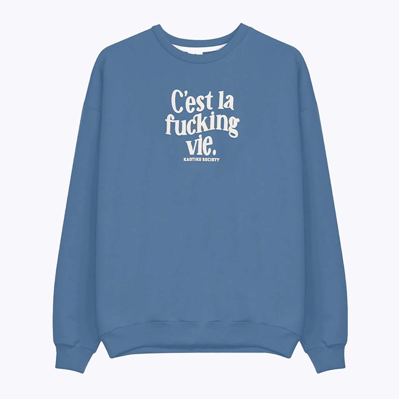 Herrenpullover Kaotiko C'est la vie denim blau 4